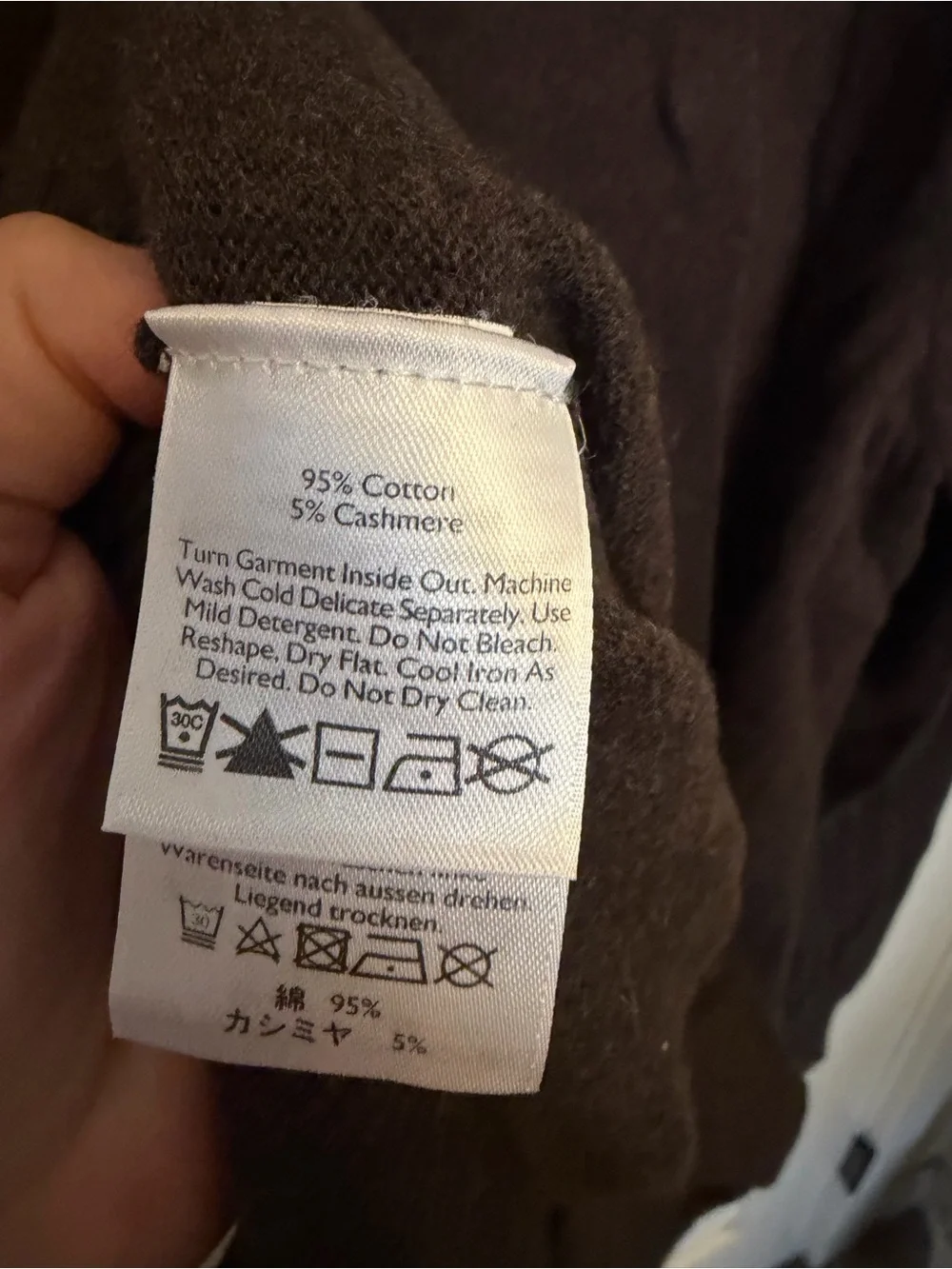Eddie Bauer Cotton Cashmere Blend V-Neck Chocolate Brown Pullover Sweater Size L